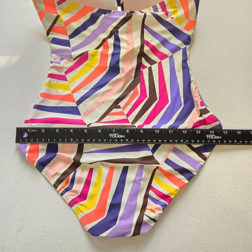 Kate Spade Geobrella One‎ Piece Swimsuit Womens Small Geometric Colorful Mod